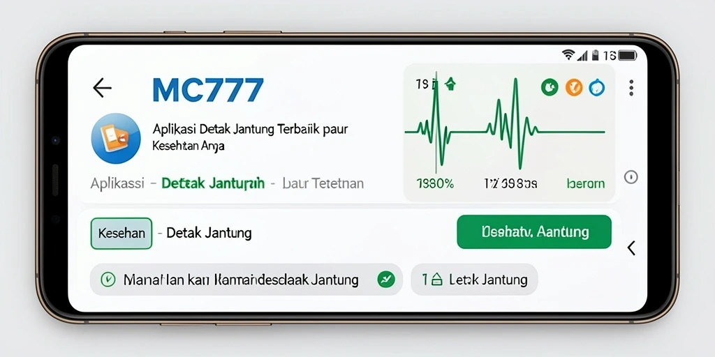 Antarmuka aplikasi MC777 dengan fitur pemantauan Detak Jantung.